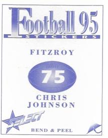 1995 Select AFL Stickers #75 Chris Johnson Back